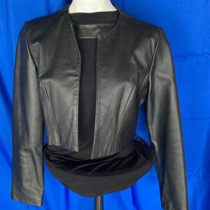 Leather cropped jacket